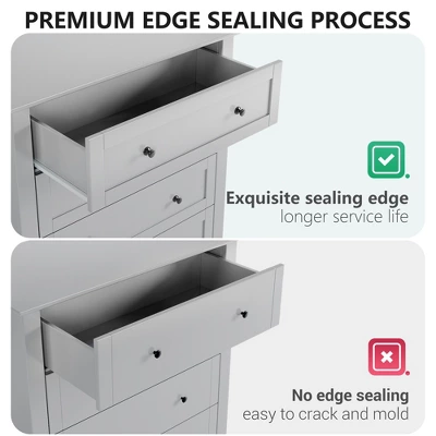 Dresser For Bedroom With 6 Drawers, 31.5" Farmhouse Chest Of Drawers Closet With Metal Handle, Wooden Dresser Organizer, For Bedroom, Living Room 5 Dresser For Bedroom With 6 Drawers, 31.5" Farmhouse Chest Of Drawers Closet With Metal Handle, Wooden Dresser Organizer, For Bedroom, Living Room - Image 5