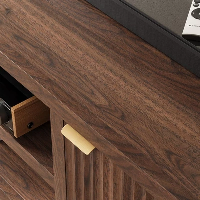 Garvee 70" TV Stand Entertainment Center With Storage, Fluted Door And Gold Handle, Wooden Media Console Cabinet For Living Room, Bedroom 5 Garvee 70" TV Stand Entertainment Center With Storage, Fluted Door And Gold Handle, Wooden Media Console Cabinet For Living Room, Bedroom - Image 5