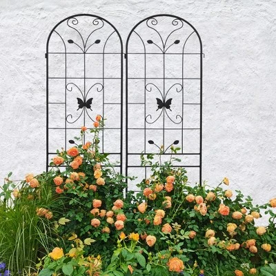 2 Pack Metal Garden Trellis 86.7" X 19.7" Rustproof Trellis For Climbing Plants Outdoor Flower Support Black 4 2 Pack Metal Garden Trellis 86.7" X 19.7" Rustproof Trellis For Climbing Plants Outdoor Flower Support Black - Image 4