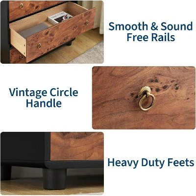 Modern Chest Of Drawers With Natural Texture, Curved Profile Design, Dresser TV Stand, Wood Drawer Organizer For Bedroom, Living Room, Natural Oak 2 Modern Chest Of Drawers With Natural Texture, Curved Profile Design, Dresser TV Stand, Wood Drawer Organizer For Bedroom, Living Room, Natural Oak - Image 2