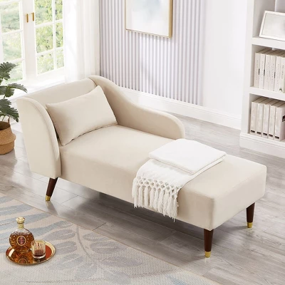 Modern Velvet Chaise Lounge Chair, Upholstered Arm Chaise Lounge With Curved Armrest, Sleeper Lounge Sofa Couch For Bedroom Office Living Room 1 Modern Velvet Chaise Lounge Chair, Upholstered Arm Chaise Lounge With Curved Armrest, Sleeper Lounge Sofa Couch For Bedroom Office Living Room