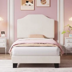 Twin Bed Frames, Corduroy Upholstered Twin Size Bed Frame Platform With Adjustable Headboard, Cute Velvet Twin Bed, Strong Wooden Slats -Garvee Sales GUEST 01004710 12ee 4b3b 8bb4 a0eaef2b5a1a