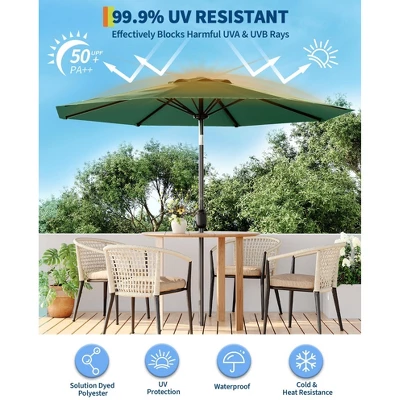7.5FT Outdoor Patio Umbrella With 6 Sturdy Ribs, Table Umbrella With Push Button Tilt And Crank, UV Protection Waterproof (Green) 5 7.5FT Outdoor Patio Umbrella With 6 Sturdy Ribs, Table Umbrella With Push Button Tilt And Crank, UV Protection Waterproof (Green) - Image 5