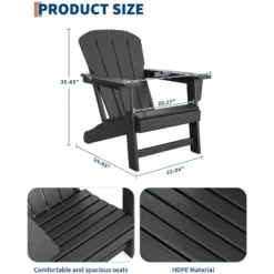 Modern HDPE Adirondack Chair Set Of 2/4 0r With 2 Side Tables - Oversize 380LB,Weather Resistant,Firepit,Wooden Texture For Deck,Pool,Porch 9 Modern HDPE Adirondack Chair Set Of 2/4 0r With 2 Side Tables - Oversize 380LB,Weather Resistant,Firepit,Wooden Texture For Deck,Pool,Porch -Garvee Sales GUEST 0184e8b6 c6d1 4f60 b71e 0b832f3a04f2