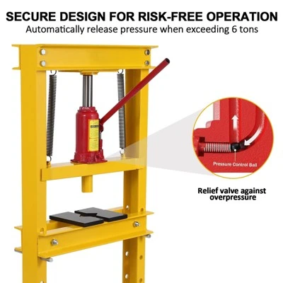 Hydraulic Press 6and12 Ton Hydraulic Shop Press, H-Frame Garage Floor Benchtop Press Adjustable Shop Press, Adjustable Working Table Height 7 Hydraulic Press 6and12 Ton Hydraulic Shop Press, H-Frame Garage Floor Benchtop Press Adjustable Shop Press, Adjustable Working Table Height - Image 7