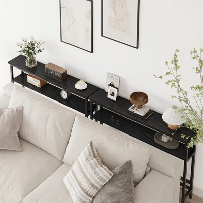 Whizmax 39.4" Narrow Sofa Table, 2 Tier Skinny Console Table With Adjustable Shelf, Slim Behind Couch Table For Living Room, Entryway, Hallway 1 Whizmax 39.4" Narrow Sofa Table, 2 Tier Skinny Console Table With Adjustable Shelf, Slim Behind Couch Table For Living Room, Entryway, Hallway