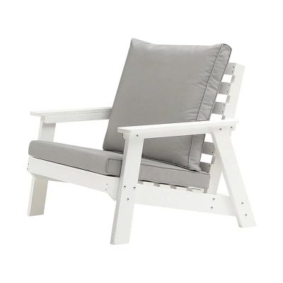Outdoor Loveseat, Sofa Chair With Cushion, HIPS Frames, Stainless Steel Hardware, Comfortable Armrests Garden Sofa Furniture For Porch, Balcony White 2 Outdoor Loveseat, Sofa Chair With Cushion, HIPS Frames, Stainless Steel Hardware, Comfortable Armrests Garden Sofa Furniture For Porch, Balcony White - Image 2