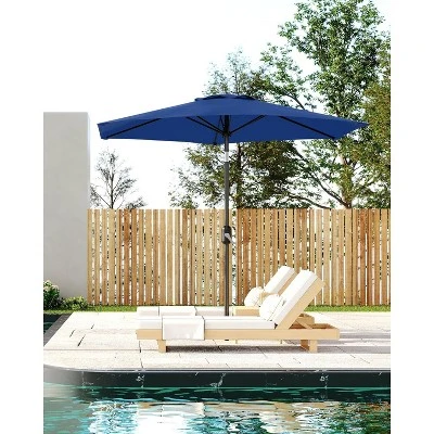 7.5Ft Outdoor Patio Umbrella With Push-Button Tilt And Crank, 6 Sturdy Ribs, UV-Resistant For Garden, Poolside, Patio, Backyard-Navy Blue 5 7.5Ft Outdoor Patio Umbrella With Push-Button Tilt And Crank, 6 Sturdy Ribs, UV-Resistant For Garden, Poolside, Patio, Backyard-Navy Blue - Image 5