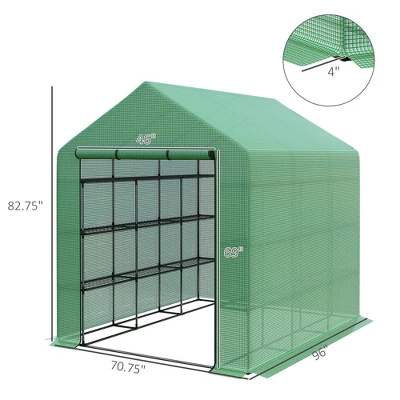 Outdoor Greenhouse With 18 Shelves, Roll-up Zipper Door Portable Walk-in Greenhouse, Heavy Duty Garden Accessory Tent For Backyard 6 Outdoor Greenhouse With 18 Shelves, Roll-up Zipper Door Portable Walk-in Greenhouse, Heavy Duty Garden Accessory Tent For Backyard - Image 6