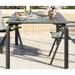 71" Modern Outdoor Dining Table With Umbrella Hole - Marine-Grade Aluminum Patio Table, Weatherproof & Rust-Proof Design For Restaurants, Backyards 9 71" Modern Outdoor Dining Table With Umbrella Hole - Marine-Grade Aluminum Patio Table, Weatherproof & Rust-Proof Design For Restaurants, Backyards -Garvee Sales GUEST 02c3b466 0907 460c b2fe e1b662dbda38