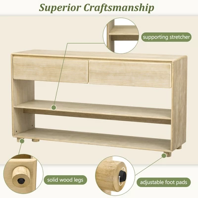 58" Entryway Console Table With 2 Drawers, 3 Tier Narrow Long Sofa Table, Behind Couch Console Table For Living Room Foyer And Hallway 5 58" Entryway Console Table With 2 Drawers, 3 Tier Narrow Long Sofa Table, Behind Couch Console Table For Living Room Foyer And Hallway - Image 5