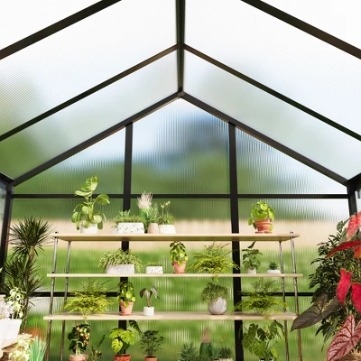 Garvee Walk-In Greenhouse With Polycarbonate Panels, Aluminum Frame, Quick Setup, Roof Vent, Outdoor Garden Greenhouse 8 Garvee Walk-In Greenhouse With Polycarbonate Panels, Aluminum Frame, Quick Setup, Roof Vent, Outdoor Garden Greenhouse - Image 8