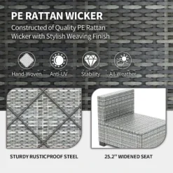 Garvee 7-Piece Patio Furniture Set, Rattan Wicker Sectional With Cushions, Modular Conversation Couch Set For Porch, Garden, Or Deck -Garvee Sales GUEST 03e21330 c30e 4dbd 8038 3cf41bb2a67e