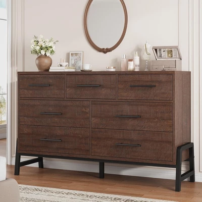 Garvee 7 Dresser For Bedroom, Freestanding 52" Wide Drawer Dresser With Storage, Wooden Closet Storage Chest For Living Room, Bedroom 10 Garvee 7 Dresser For Bedroom, Freestanding 52" Wide Drawer Dresser With Storage, Wooden Closet Storage Chest For Living Room, Bedroom - Image 10
