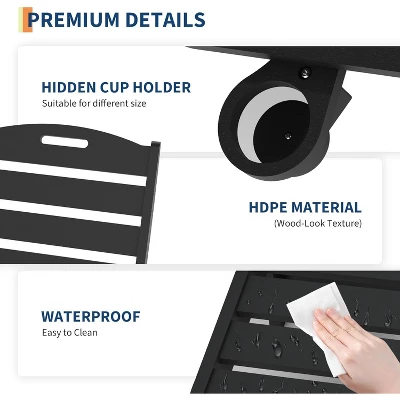 Lounge Chair For Outside, Outdoor HDPE Chaise Loungers With Cup Holder, Resin Pool Lounge Chair With Rolling Wheels 4 Lounge Chair For Outside, Outdoor HDPE Chaise Loungers With Cup Holder, Resin Pool Lounge Chair With Rolling Wheels - Image 4