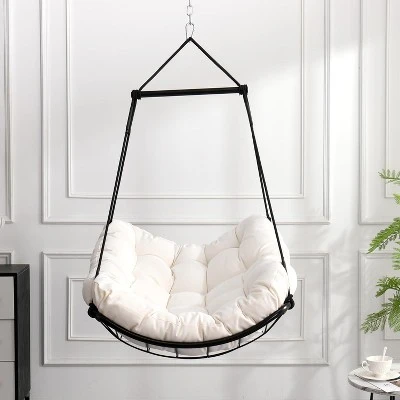 Hammock Chair Swing With Cushion - Outdoor Indoor Hanging Hammock Chair For Patio, Porch, Bedroom, Garden, Courtyard, Balcony 9 Hammock Chair Swing With Cushion - Outdoor Indoor Hanging Hammock Chair For Patio, Porch, Bedroom, Garden, Courtyard, Balcony - Image 9