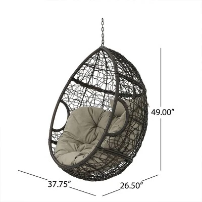 Hanging Egg Chair, Indoor Outdoor Patio Wicker Swing Egg Basket Chairs With Cushion, Rattan Wicker Hammock Chairs 4 Hanging Egg Chair, Indoor Outdoor Patio Wicker Swing Egg Basket Chairs With Cushion, Rattan Wicker Hammock Chairs - Image 4