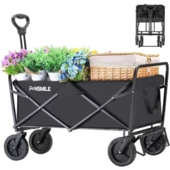 Folding Wagon,the Combination Of 600D Oxford Fabric And PVC Material Allows This Folding Wagon To Support Up To 220 Lbs,black