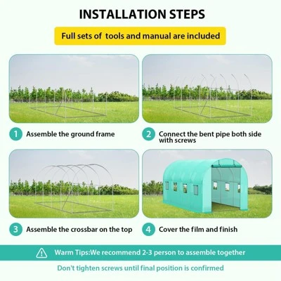 Walk-in Greenhouse, Galvanized Steel Frame With 6 Mesh Windows & Two Full Zipper Door 6 Walk-in Greenhouse, Galvanized Steel Frame With 6 Mesh Windows & Two Full Zipper Door - Image 6