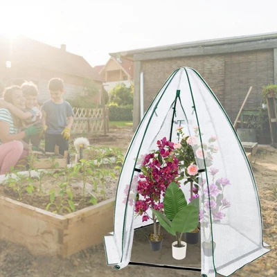 Portable Greenhouse For Outdoor Plants, Heavy Duty Hexagonal Green House With PE Cover, Zippered Door & Mesh Window, Plant Protector For Vegetables 4 Portable Greenhouse For Outdoor Plants, Heavy Duty Hexagonal Green House With PE Cover, Zippered Door & Mesh Window, Plant Protector For Vegetables - Image 4