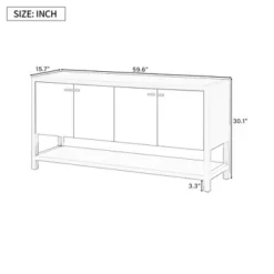 Rustic Console Table With Storage, Farmhouse Accent Table With 4-Door Cabinet, Adjustable Shelves, Behind Couch Table For Living Room, Hallway, Foyer