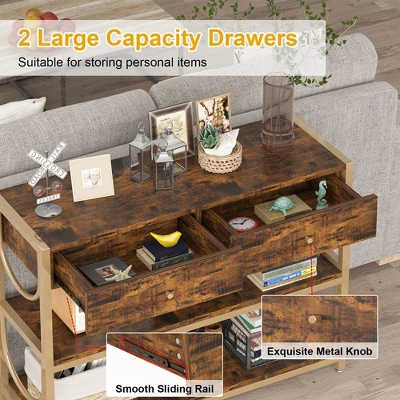 Console Sofa Table With Drawers And Shelves, 32 Inch Entryway Table 3 Console Sofa Table With Drawers And Shelves, 32 Inch Entryway Table - Image 3
