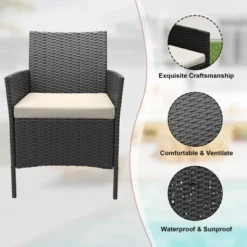 Whizmax 3-Piece Patio Furniture Set - Wicker Conversation Set With Cushions & Glass Coffee Table, Outdoor Rattan Sofa For Garden, Poolside, Balcony -Garvee Sales GUEST 066cd899 ec78 446d add9 078fbeb6a576