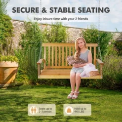 Wooden Porch Swing, Patio Bench Swing Porch Swing Outdoor, Heavy Duty Swing Chair Bench 440LBS With Hanging Chains For Outdoor Patio Garden Yard 17 Wooden Porch Swing, Patio Bench Swing Porch Swing Outdoor, Heavy Duty Swing Chair Bench 440LBS With Hanging Chains For Outdoor Patio Garden Yard -Garvee Sales GUEST 06aebcd4 2bb3 44ac 9874 46ea52be8b3e