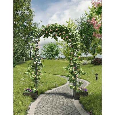 Garden Arch Trellis For Climbing Plants, Metal Wedding Arch Flowers Frame Backdrop Stand, For Wedding Garden Party Plant,Raised Planter Box 6 Garden Arch Trellis For Climbing Plants, Metal Wedding Arch Flowers Frame Backdrop Stand, For Wedding Garden Party Plant,Raised Planter Box - Image 6