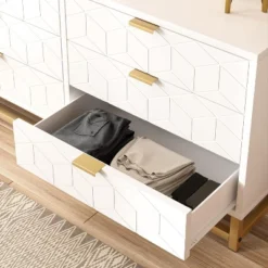 6-Drawer Dresser For Bedroom – Modern Wood Chest With Gold Metal Handles For Hallway, Entryway, And Living Room 9 6-Drawer Dresser For Bedroom – Modern Wood Chest With Gold Metal Handles For Hallway, Entryway, And Living Room -Garvee Sales GUEST 0709d453 26d0 499d 9eed 62f87ac1b5e2