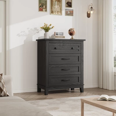 4 Dresser For Bedroom, 34.8" Tall Drawer Dresser With Storage Freestanding, Wooden Closet Storage Chest For Living Room, Bedroom, Office 2 4 Dresser For Bedroom, 34.8" Tall Drawer Dresser With Storage Freestanding, Wooden Closet Storage Chest For Living Room, Bedroom, Office - Image 2