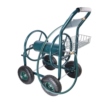 Garden Hose Reel Cart, Portable 4 Wheels Water Hose Reel Cart With Storage Basket, Heavy-Duty Water Hose Holder Trolley For Yard Garden Farm 3 Garden Hose Reel Cart, Portable 4 Wheels Water Hose Reel Cart With Storage Basket, Heavy-Duty Water Hose Holder Trolley For Yard Garden Farm - Image 3