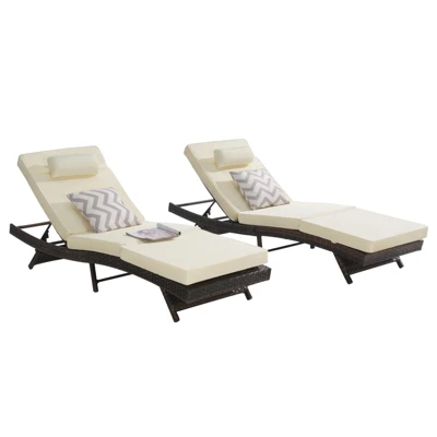 Outdoor Chaise Lounge Chair Set Of 2, Wicker Reclining Lounge With Adjustable Backrest & Cushion, Sunbathing Chair For Patio Pool Garden 5 Outdoor Chaise Lounge Chair Set Of 2, Wicker Reclining Lounge With Adjustable Backrest & Cushion, Sunbathing Chair For Patio Pool Garden - Image 5
