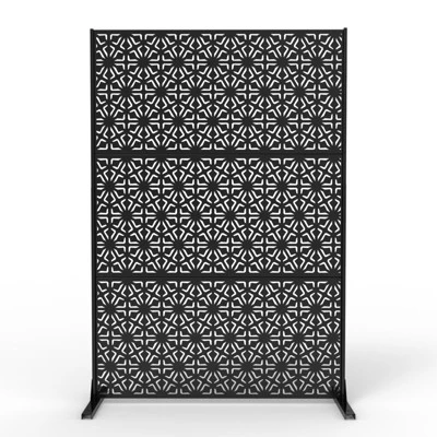 Outdoor Metal Privacy Screen 72"x47" Freestanding Decorative Fence Panels With Stand,Steel Divider & Climbing Plant Trellis For Patio Garden Balcony 7 Outdoor Metal Privacy Screen 72"x47" Freestanding Decorative Fence Panels With Stand,Steel Divider & Climbing Plant Trellis For Patio Garden Balcony - Image 7