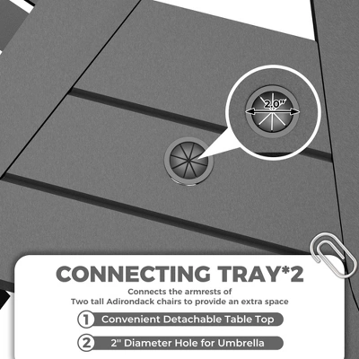 Outdoor Recycled Poly Adirondack Barstools Set Of 2 – Tall Weatherproof Bar Height Chairs W/ Removable Tray, Gray (350lb Capacity) 4 Outdoor Recycled Poly Adirondack Barstools Set Of 2 – Tall Weatherproof Bar Height Chairs W/ Removable Tray, Gray (350lb Capacity) - Image 4