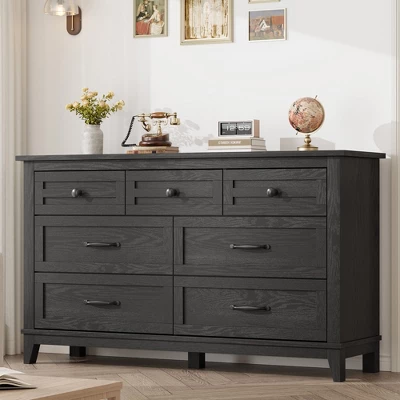 Garvee 7 Dresser For Bedroom, 54" Wide Drawer Dresser With Storage Freestanding, Wooden Closet Storage Chest For Living Room, Bedroom 7 Garvee 7 Dresser For Bedroom, 54" Wide Drawer Dresser With Storage Freestanding, Wooden Closet Storage Chest For Living Room, Bedroom - Image 7