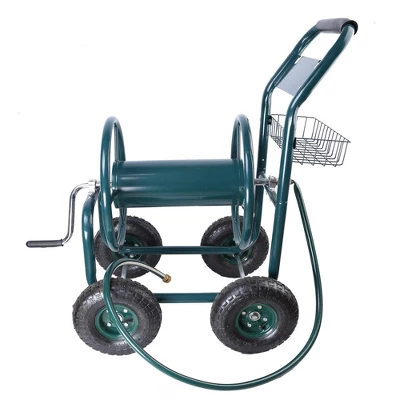 Garden Hose Reel Cart, Portable 4 Wheels Water Hose Reel Cart With Storage Basket, Heavy-Duty Water Hose Holder Trolley For Yard Garden Farm 1 Garden Hose Reel Cart, Portable 4 Wheels Water Hose Reel Cart With Storage Basket, Heavy-Duty Water Hose Holder Trolley For Yard Garden Farm
