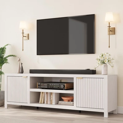 Garvee 70" TV Stand Entertainment Center With Storage, Fluted Door And Gold Handle, Wooden Media Console Cabinet For Living Room, Bedroom 9 Garvee 70" TV Stand Entertainment Center With Storage, Fluted Door And Gold Handle, Wooden Media Console Cabinet For Living Room, Bedroom - Image 9