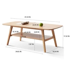 Center Table, Wood Coffee Table With Storage Shelf, Rectangular Modern Minimalism Design Side Table With Wooden Legs For Living Room Reception Room -Garvee Sales GUEST 09e78614 56c7 48a6 a9a0 8bb402e57750