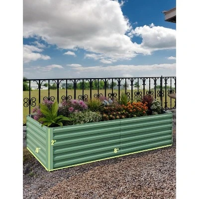 8x4x2ft Galvanized Raised Garden Bed,Deep Root Planter Box For Vegetables,Flowers,Herbs-Large Metal Raised Garden Bed Kit Outdoor,Green 7 8x4x2ft Galvanized Raised Garden Bed,Deep Root Planter Box For Vegetables,Flowers,Herbs-Large Metal Raised Garden Bed Kit Outdoor,Green - Image 7