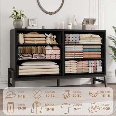 Garvee 6 Dresser For Bedroom, 52" Wide Drawer With Large Storage Space, Freestanding Wooden Closet Storage Dresser Chest For Bedroom 6 Garvee 6 Dresser For Bedroom, 52" Wide Drawer With Large Storage Space, Freestanding Wooden Closet Storage Dresser Chest For Bedroom - Image 6