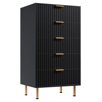 Fluted 3/5/6/8 Drawer Storage Dresser, Tall Modern Chest With Ample Deep Drawers And Wide Top, Wooden Organizer For Living Room, Hallway 6 Fluted 3/5/6/8 Drawer Storage Dresser, Tall Modern Chest With Ample Deep Drawers And Wide Top, Wooden Organizer For Living Room, Hallway - Image 6