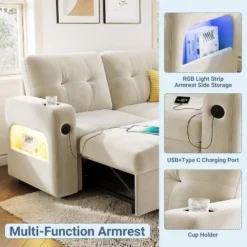 84 Inch Sleeper Sofa Couch, L-Shaped Sofa, Convertible Pull Out Sofa Bed With Storage, Charging Station, Led Lights, Modern Sectional Sofa 13 84 Inch Sleeper Sofa Couch, L-Shaped Sofa, Convertible Pull Out Sofa Bed With Storage, Charging Station, Led Lights, Modern Sectional Sofa -Garvee Sales GUEST 0ac7c6c9 8651 4729 9857 2641c3f2dedb