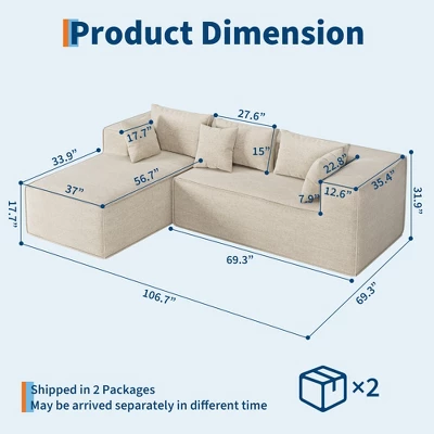 Modular Sectional Couches For Living Room, L-Shaped Sectional Couch With Deep Seat, Upholstered Sofa For Bedroom, No Assembly Required, Chenille 1 Modular Sectional Couches For Living Room, L-Shaped Sectional Couch With Deep Seat, Upholstered Sofa For Bedroom, No Assembly Required, Chenille