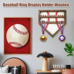Baseball Ring Display Case, Wood Baseball Ring Holder Softball Championship Ring Holder Wall Mount Baseball Ring Stand Organizer For Medal Souvenir -Garvee Sales GUEST 0adba1a6 5f98 4b2c 93e8 4ee6f5cc65a1
