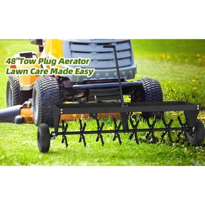 Tow Spike Aerator 48 Inches Extra-Wide Tow Bar Tow Behind Spike Aerator With Wheels Galvanized Steel Tines, Durable For Farm, Lawn (Black) 6 Tow Spike Aerator 48 Inches Extra-Wide Tow Bar Tow Behind Spike Aerator With Wheels Galvanized Steel Tines, Durable For Farm, Lawn (Black) - Image 6