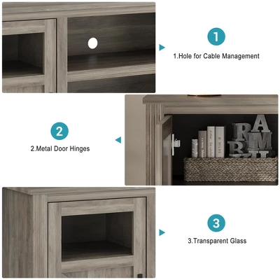 34'' Tall Farmhouse LED TV Stand,Entertainment Center With Storage 4 34'' Tall Farmhouse LED TV Stand,Entertainment Center With Storage - Image 4