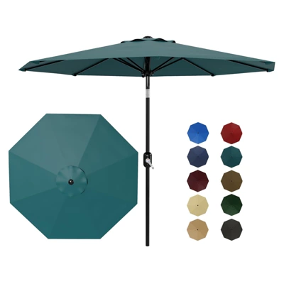 Garvee 9Ft Patio Umbrella - 8 Sturdy Ribs Outdoor Table Umbrella With Crank Lift & Push Button Tilt - Market Umbrella For Pool, Deck, Garden-Blue 7 Garvee 9Ft Patio Umbrella - 8 Sturdy Ribs Outdoor Table Umbrella With Crank Lift & Push Button Tilt - Market Umbrella For Pool, Deck, Garden-Blue - Image 7