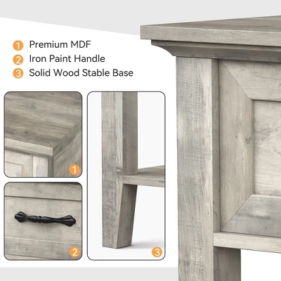 Garvee Gray Square Nightstand With Storage Drawer For Bedroom Living Room 4 Garvee Gray Square Nightstand With Storage Drawer For Bedroom Living Room - Image 4