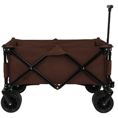 Utility Park Garden Cart, Folding Camping Trolley, Outdoor Picnic Beach Wagon, Brown 8 Utility Park Garden Cart, Folding Camping Trolley, Outdoor Picnic Beach Wagon, Brown - Image 8